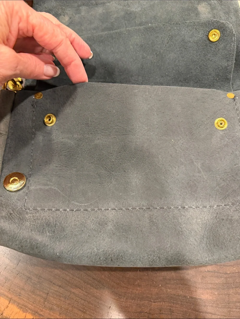 Finn Fickle Goods-Gray Suede Crossbody Bag